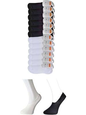 Pileli Store Siyah ve Beyaz Erkek Babet Çorap 12 Çift
