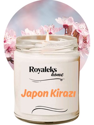 Pileli Store Doğal Özel Seri Kokulu Dekoratif Kavanoz Mum 210 cc - Japon Kirazı Esansı - Ryl