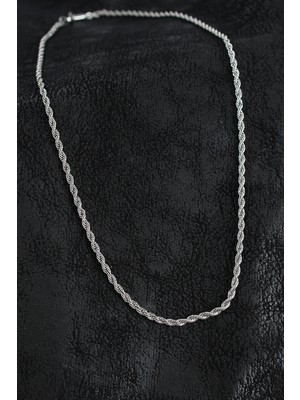 Pileli Store 316L Çelik Burgu Zincir Model Gümüş Renk Erkek Kolye