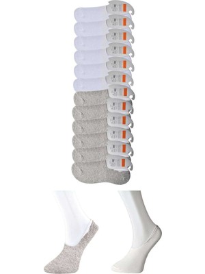 Pileli Store Gri ve Beyaz Erkek Babet Çorap 12 Çift