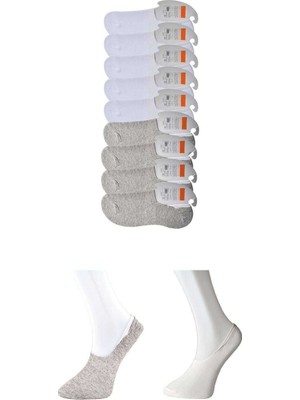 Pileli Store Gri ve Beyaz Erkek Babet Çorap 9 Çift