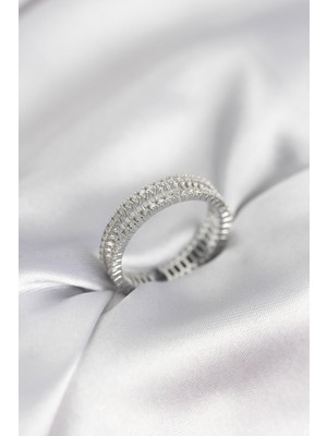 Pileli Store Gümüş Renk Minimal Zirkon Taşlı Kadın Yüzük