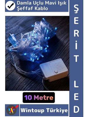 Wintoup #ledışık Dekoratif Ev Ofis Parti Yılbaşı Vitrin Oda Süsleme 100 Ledli Damla Uçlu 10 Metre Şerit LED