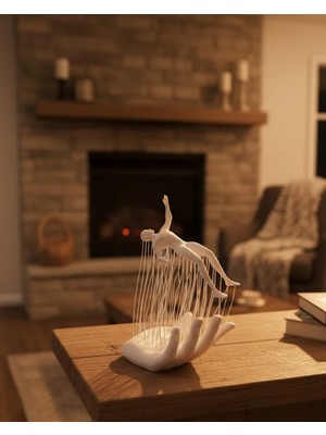 Pileli Store 3D El Insan Figürü Beyaz Iskandinav Tarzı Dekoratif Obje