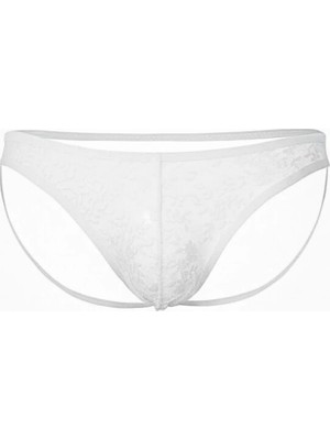 Pileli Store  Seksi Dantelli Arkası Açık Seksi Beyaz Erkek Külot TG274628