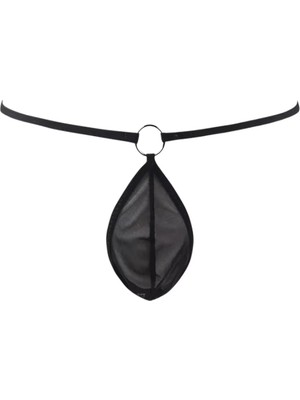 Pileli Store  Fantezi Siyah Transparan Halkalı Tül Erkek String Seksi Erkek Iç Çamaşırı TG274610