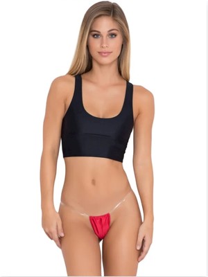 Pileli Store  Fantezi Kırmızı Şefaf Lastikli Tanga TG271302