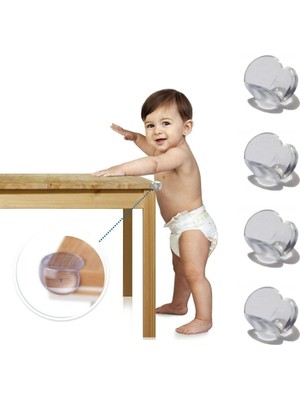 Pileli Store  Bebek Çocuk Yumuşak ve Esnek Dairesel Şeffaf Yapışkanlı Güvenlik Köşe Koruyucu (4 Adet)