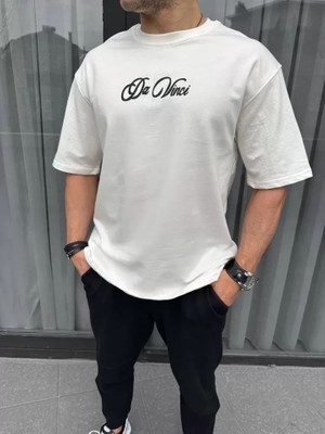 Hobilinka Unisex Baskılı Oversize T-Shirt - Beyaz