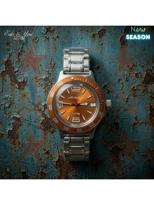 Eski Yeni Antik Vostok Amphibia Premium Otomatik Erkek Kol Saati 200M Su Geçirmez Turuncu Kadran Çelik Kasa