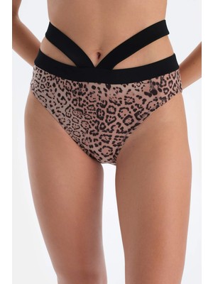 Dagi Kahverengi Leopar Yüksek Bel Bikini Altı