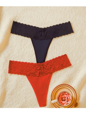 Pileli Store  Kadın 2'li Dantelli Seksi Tanga TG270053