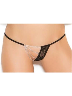 Pileli Store  Fantezi Zincirli Dantelli String-Tanga TG271294