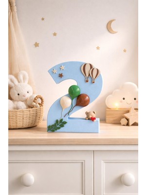 Bebek Odası Dekoratif 2 Yaş– Balon ve Ayı Figürlü 3D Tasarım