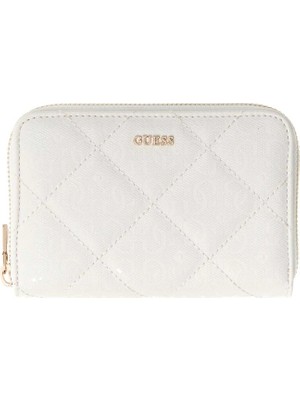 Guess Libby Orta Boy Fermuarlı Kadın Beyaz Cüzdan SWGG9912140-OFF