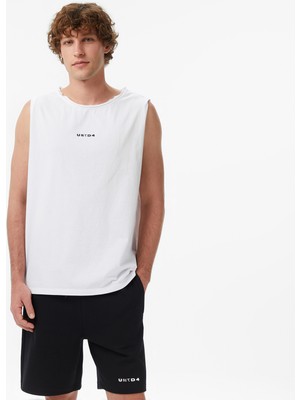 United4 Unıted4 Regular Fit Erkek Beyaz T-Shirt.beyaz