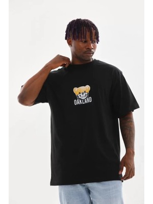 Hobilinka Unisex Baskılı Oversize T-Shirt - Siyah