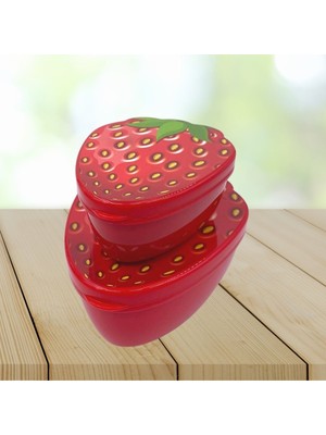 Pileli Store  2'li Iç Içe Geçebilen Çilek Model Saklama ve Beslenme Kabı Seti (550 ml + 250 Ml)