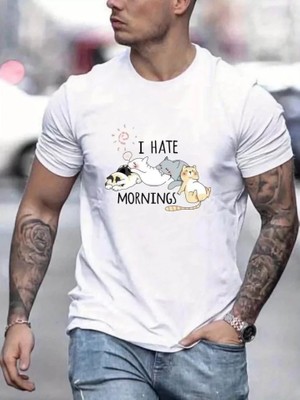 Hobilinka Unisex Baskılı Oversize T-Shirt - Beyaz