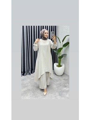 Golda Dress Kadın Keten Ikili Takım Taş