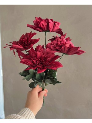 Bakburaya Yapay Çiçekçilik 7 Dallı Bordo Yapay Yıldız Çiçeği Organizasyon ve Dekorasyon Aranjmanı