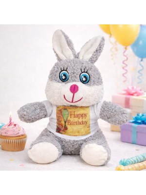 Pileli Store Doğum Günü Tişörtlü Peluş Tavşan