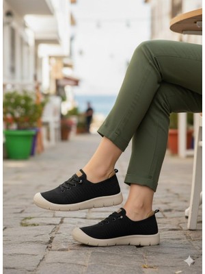 Pepita B667 Keten Lastik Bağcıklı Esnek Memory Foam Taban Kadın Ayakkabı