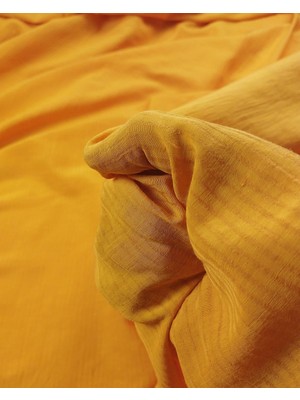 Kumaş Parça Koyu Sarı Renkte Pamuk, Rayon Keten Dokuma En: 140CM