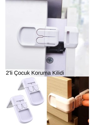 Tonkut Çocuk Koruma Kilidi Köşe Tip 2 Adet Bebek Güvenlik Kilidi Dolap Çekmece Kapak Emniyet Aparatı