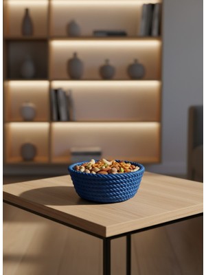 Pileli Store Yuvarlak Çerezlik Lacivert