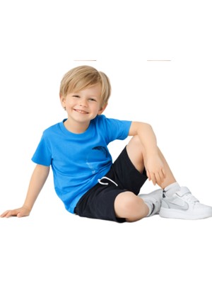 Nk Kids Erkek Çocuk İkili Takım Dark Night Eclipse Baskılı T-Shirt Bağcıklı Lastikli Baskılı Siyah Şort