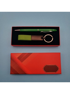 Pileli Store Yeşil Kalem ve Anahtarlık Seti