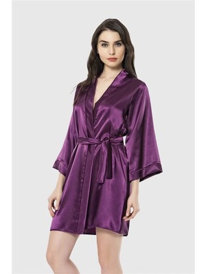 Beruflic Mor Kısa Saten Sabahlık