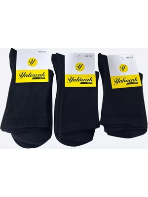 Beruflic Yalıncak Yarım Konç Kolej Çorap Siyah Renk 3 Adet Desensiz Model