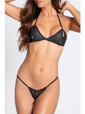 Beruflic Büyük Beden Siyah Fantezi Bato Sütyen String Takımı