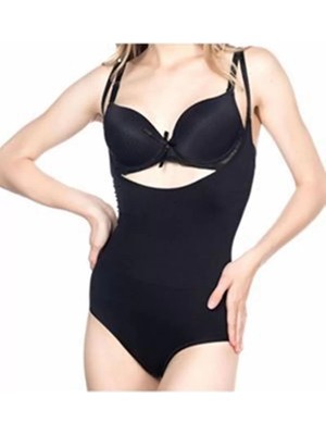 Beruflic Siyah Açık Göğüs Çıtçıtlı Dikişsiz Korse - 756