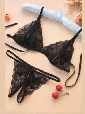 Beruflic Büyük Beden Fantezi Siyah Dantelli Seksi Sütyen Külot Takım