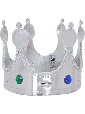Pileli Store Plastik Kral Tacı Gümüş Renk Yetişkin 55 cm (4887)