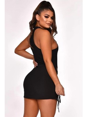 Beruflic Yırtmaçlı Mini Elbise
