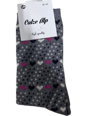 Beruflic Barış Kalp Desenli Likralı Kadın Soket Çorap 1 Adet