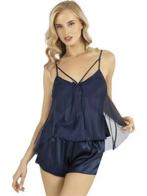 Beruflic Lacivert Saten Şort Takımı