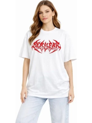 Baskılı T-Shirt Yazlık Kısa Kol Bisiklet Yaka Rahat Kalıp Tişört - Beyaz