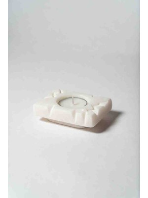 Talaşoğlu 2'li Minimalist Tasarım Tealight Mumlar - Doğal Mineral Döküm