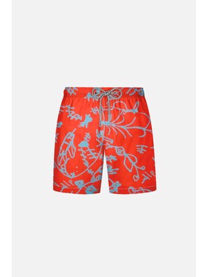 Ayyıldız 2106-SS Turuncu Mavi Desenli Erkek Çocuk Deniz Şortu