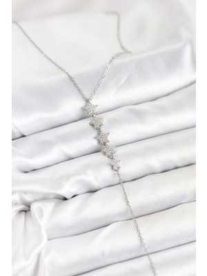 Pileli Store 316L Çelik Zincir Gümüş Renk Yıldız Model Y Kolye - TJ-BKO10661