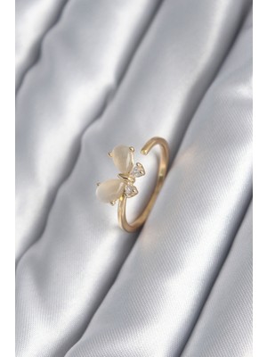 Pileli Store Pirinç Gold Renk Zirkon Taş Detay Model Kadın Yüzük - TJ-BYK2989