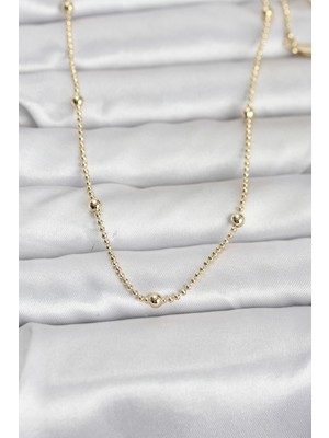 Pileli Store cm 14K Gold Renk Top Zincir 60 cm Kadın Kolye - TJ-BKO10960