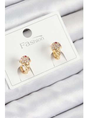 Pileli Store Pirinç Zirkon Taşlı Dondurma Model Gold Renk Çocuk Küpe - TJ-BKP11201