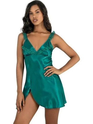 Pileli Store  Zümrüt Kısa Saten Gecelik 8237