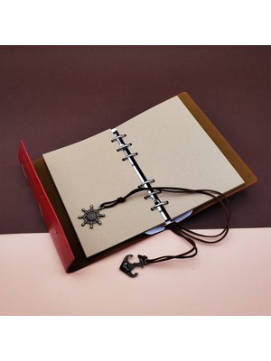 Pileli Store Deri Pusula Tasarımlı Defter
